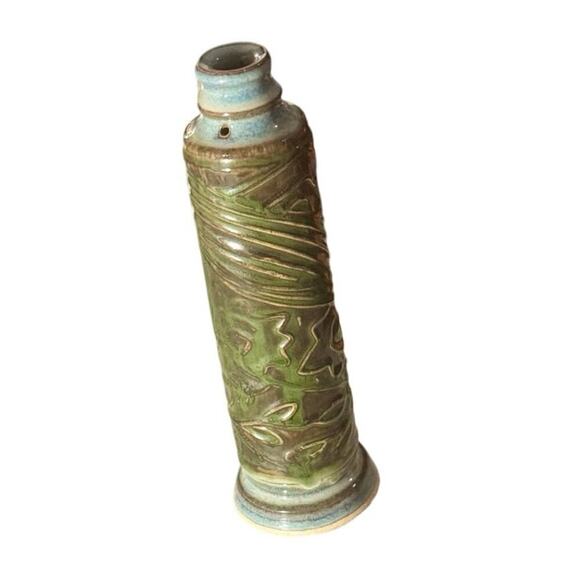 Studio Pottery Aroma Diffuser Bottle – Green Glazed Incense Smoker – Handcrafted - Picture 2 of 6